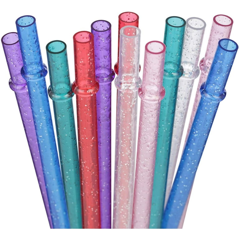 11 Inch Reusable Plastic Straws, Replacement Drinking Straws for 24 oz-40  oz /Tumblers,Dishwasher safe,Set of 12 with Cleaning Brush(6color,11inch)