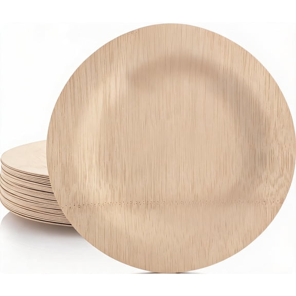 11 Inch Round Bamboo Plates Pack of 25