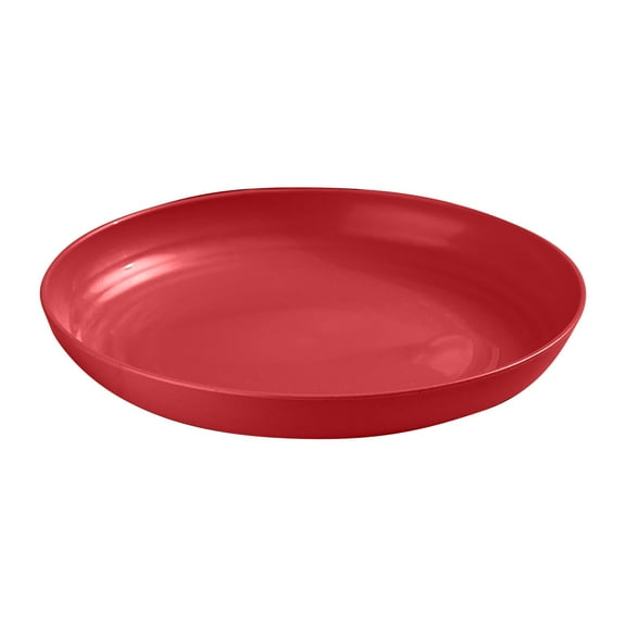 11-Inch Round Serving Plate Anti-Drop Plastic Snack Tray For Dining Table Salads Appetizers Desserts Dark Red