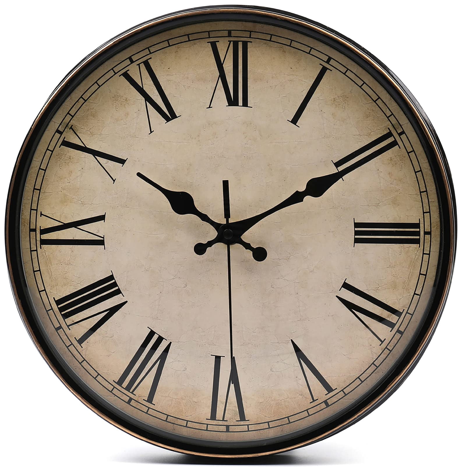 11 Inch Silent Wall Clock Vintage Decorative Quartz Clock with Roman ...
