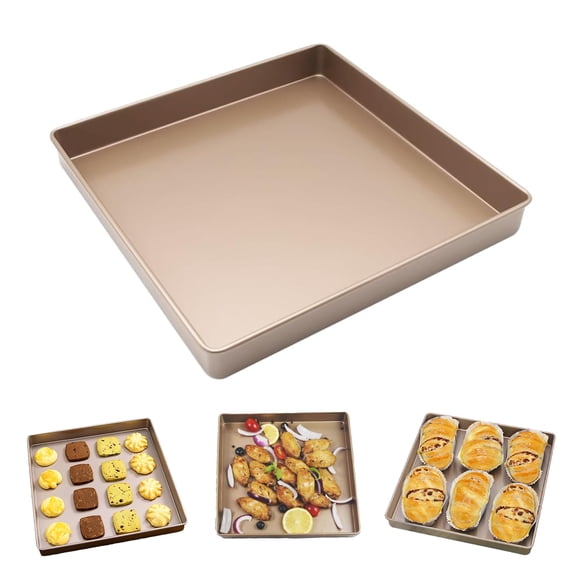 11 Inch Square Cake Pan, 2 Inch Deep Baking Pan Nonstick Cookie Sheet Brownie Cake Pa Toaster Oven Pans Bakeware, Easy Clean & Food Safe.
