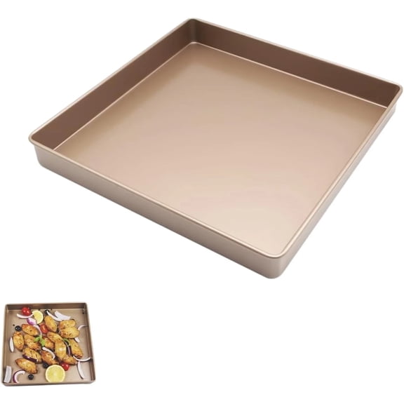 11 Inch Square Cake Pan, 2 Inch Deep Baking Pan Nonstick Cookie Sheet Brownie Cake Pa Toaster Oven Pans Bakeware