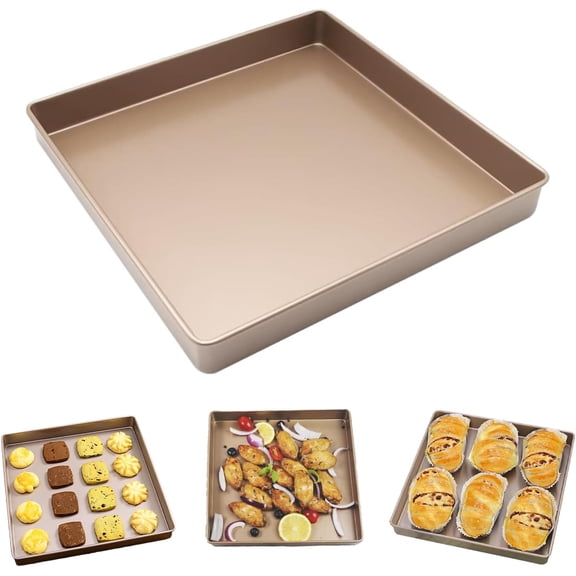 11 Inch Square Cake Pan, 2 Inch Deep Nonstick Baking Pan, Carbon Steel Cookie Sheet for Brownies, Toaster Oven Safe