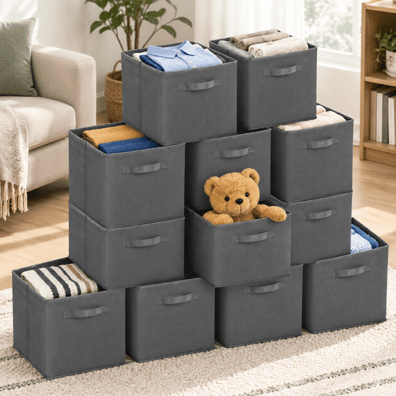 11 Inch Square Cube Storb(12 Pack) | Fabric Organizer Boxes