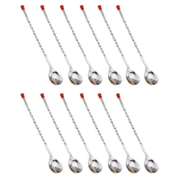 11-Inch Stainless Steel Bar Spoons -Neck Barware Mixing Spoon - Set of 12