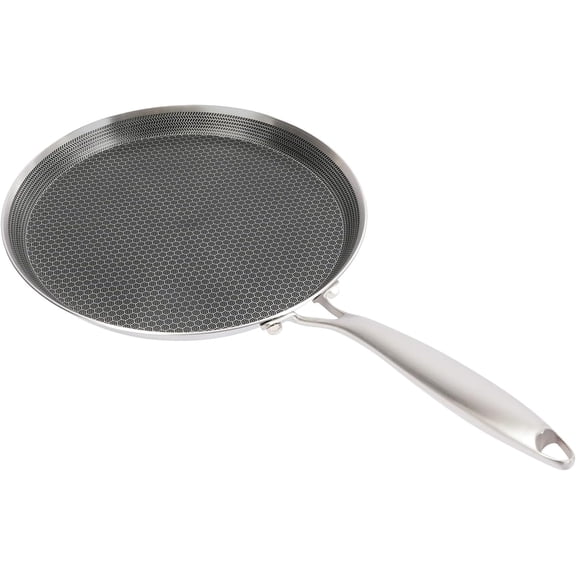 11 Inch Stainless Steel Crepe Pan Nonstick Pancake Pan with Extended Handle Honeycomb texture Omelet Pan for Various Types of Stoves