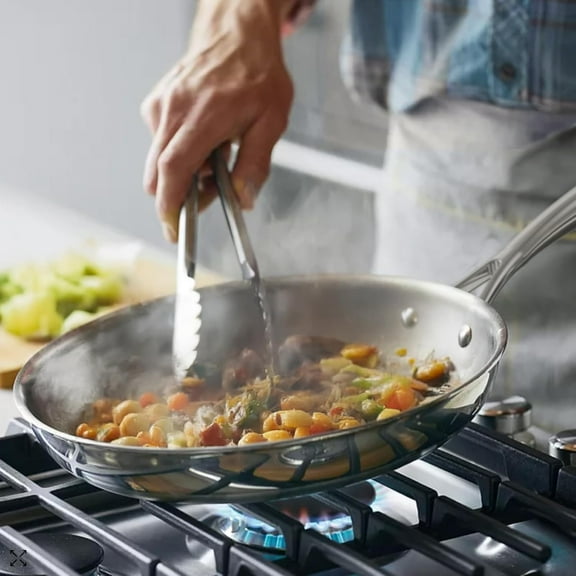 11 Inch Stainless Steel Frying Pan, 5-Ply Skillet for Induction, Oven Safe Cookware