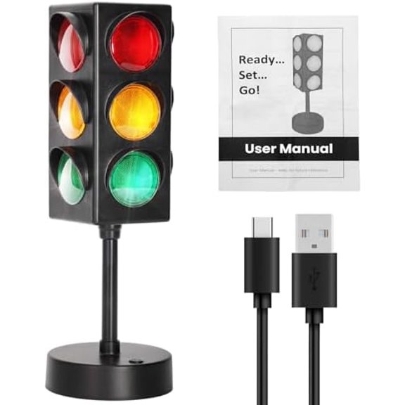 11 Inch Traffic Light Lamp with Base for Room Decoration, Stop Light Lamp with Color Changing and Blinking Modes, Traffic Light Desk Lamp for Bedroom, Classroom,Party Decorations, 1 Pack