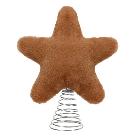 11 Inch Tree Topper White Teddy Plush Star Treetop Decoration Plush Stuffed Star Treetop Decor Rustic Tree Ornaments for New Year Christmas Holiday Party Decoration