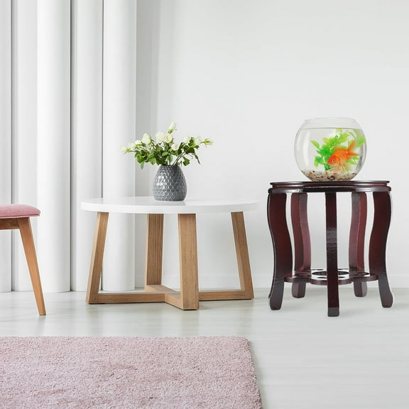 11 Inch Wooden Oriental Plant Stand Chinese Vase Pot Display Stand Round Asian Style Wood Tall Planter Display Fishbowl Fish Tank Traditional Base for Home Indoor Outdoor Decoration