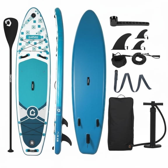 11' Inflatable Stand Up Paddle Board, 33" Wide Stable SUP with Mount & Paddle Holder, Non-Slip EVA Deck, 3 Fins, Complete Accessories for Adults & Youth