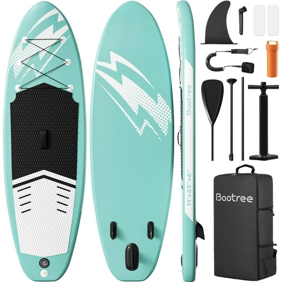 11' Inflatable Stand Up Paddle Board 6'' Thick - Premium SUP Board with Durable SUP Accessories & Non-Slip Deck | Includes Paddle Pump & Backpack