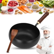 11 Japanese Cast Iron Pot, Uncoated Thick Iron Pot, Non-Stick Carbon Steel Wok Pan with Lid, Traditional Japanese Cookware, 99% High Purity Frying Pan for Kitchen