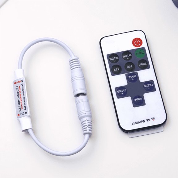 11-Key RF Wireless Remote Controller with CR2025 for Single Color LED Strip Lights and DC Adapter Modules