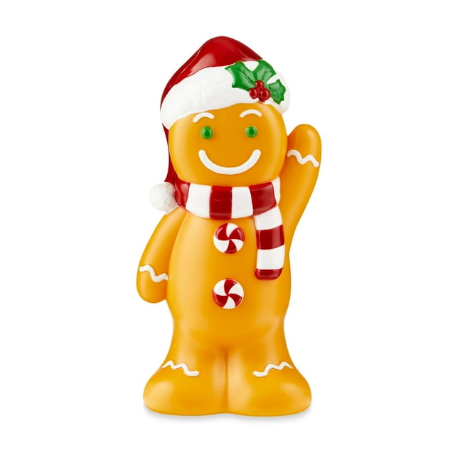 11” LED Colorful Tabletop Gingerbread Boy Blow Mold, Holiday Time