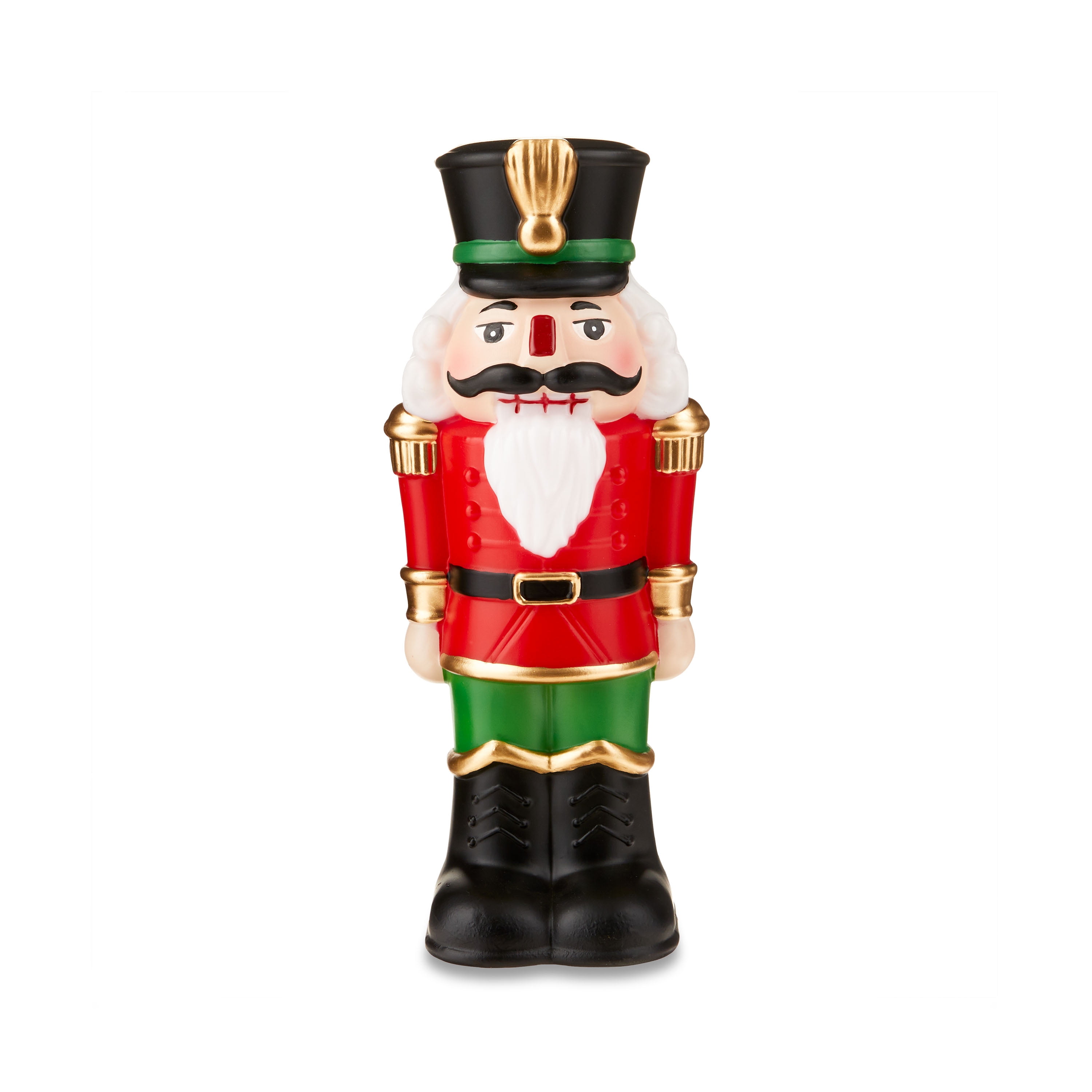 11” LED Red and Green Tabletop Nutcracker Blow Mold, Holiday Time, Christmas Decoration