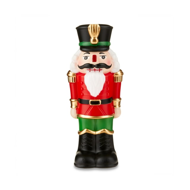 11” LED Red and Green Tabletop Nutcracker Blow Mold, Holiday Time