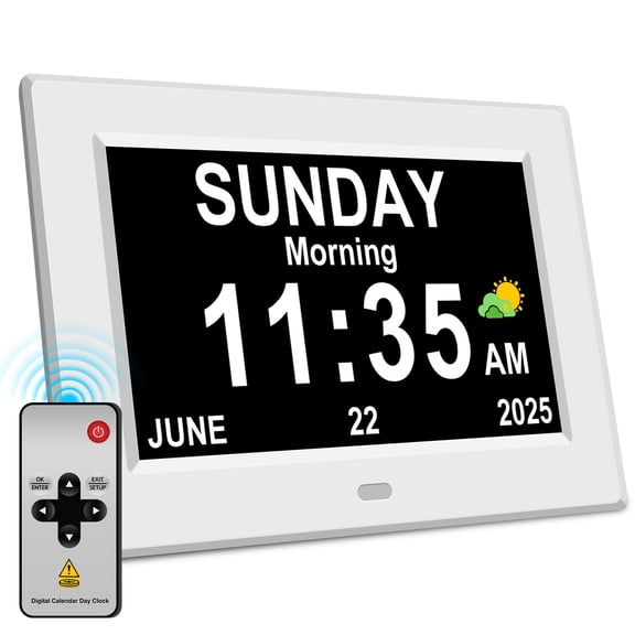 11'' Large Display Digital Clock for Seniors, Digital Calendar Alarm for Elderly Clock with Date Day of Week 12 Alarms 4 Colors Desk Wall Clocks for Memory Loss Alzheimers Dementia Auto DST/Dimmer