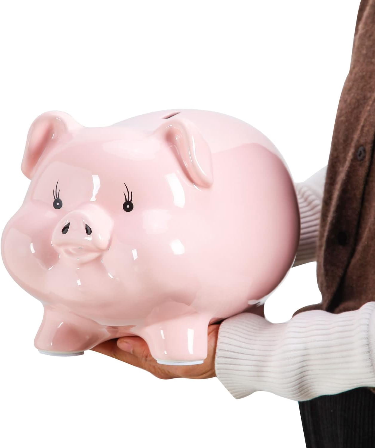 11'' Large Piggy Bank for Adults Must Break to Open,Ceramic Coin Bank,Girls Piggy Bank for Boys,Money Box Jar,Alcancias De Dinero para Adultos Nios,Money Bank,Modren Home Decor Living Room