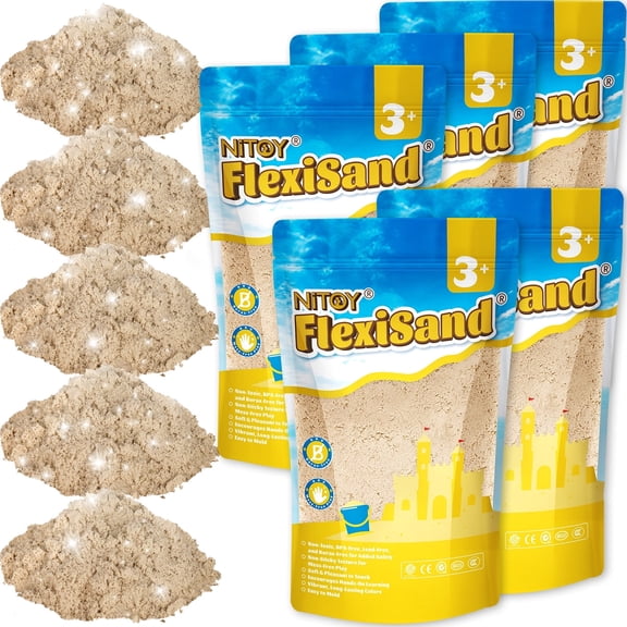 FlexiSand 11 Lbs Fun Play Sand for Kids, Safe Non-Toxic Eco-Friendly Molding Sand for Stress Relief & Skill Development, Easy-to-Shape Mess-Free Formula Enhances Imagination (Original Color)