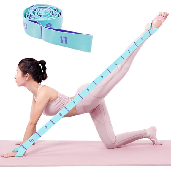 11 Loops Stretch band - Yoga, Pilates, Ballet, and Physical Stretching strap for Flexibility, Stretching, and Exercise - Durable Stretching equipment for Dance and Fitness