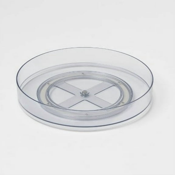 11'' Low Plastic Lazy Susan Turn Table Clear - Kitchen Cabinet Organizer, Polyethylene, Stainless Steel