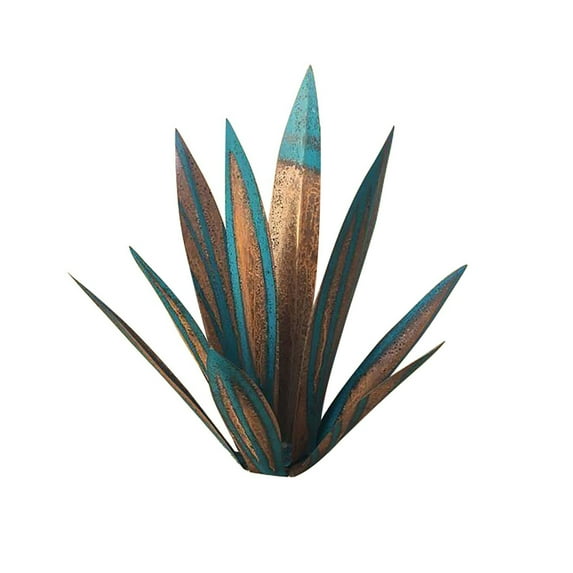 11“ Metal Art Tequila Rustic Sculpture Garden Yard Sculpture Home Decor 9 Leaves Blue