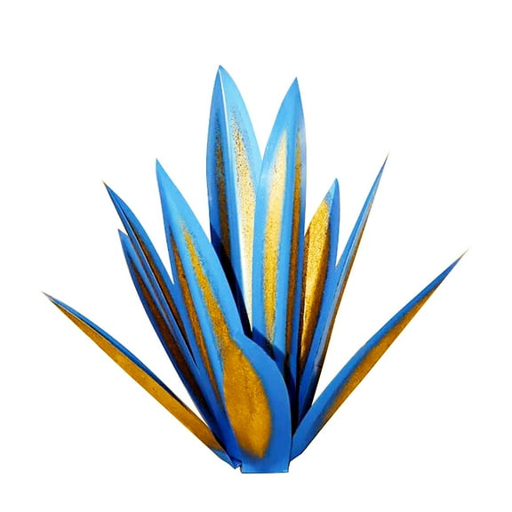 11“ Metal Art Tequila Rustic Sculpture Garden Yard Sculpture Home Decor 9 Leaves Dark Blue