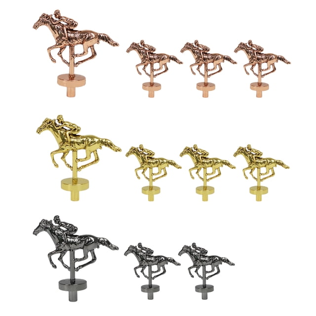 Grhonior 11-Piece Metal Horse Set For Racing Games - Gold, Silver, Rose Gold Mini Horses With Cylindrical Feet