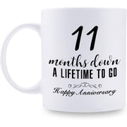 11 Month Anniversary Mugs for Girlfriend Boyfriend Him Her Couple Lovers - 11 Months Down A Lifetime To Go Happy Mug - 11 oz Coffee Mug