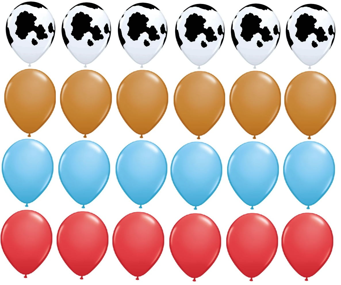 11" Multi-color Toy Story Baby Shower Birthday Cow Mocha Light Blue Red Latex Balloons 24 Count Set