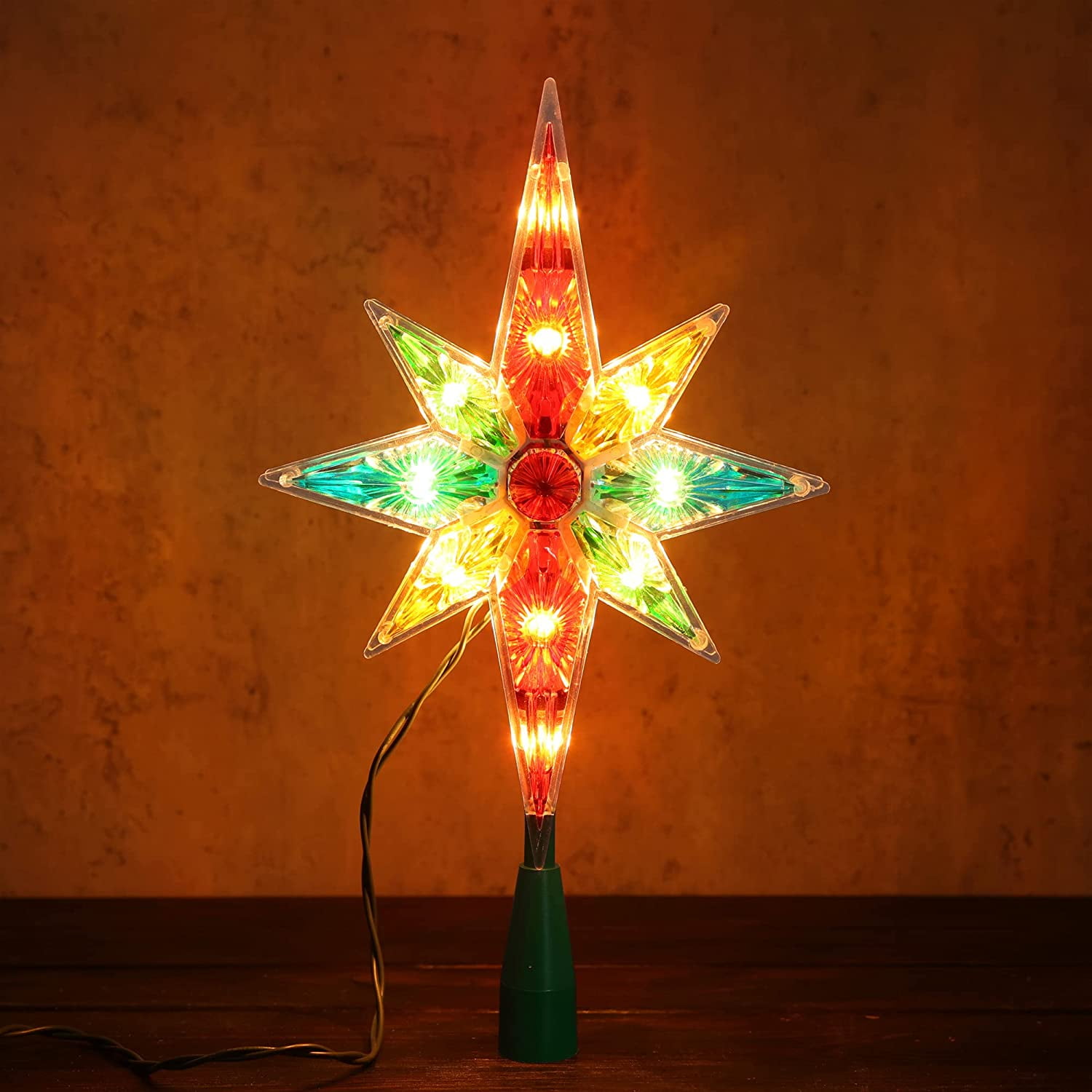 11" Multicolored DoubleSided Bethlehem Star Christmas Tree Topper with