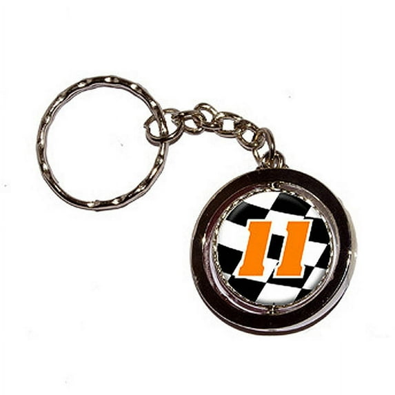 11 Number Checkered Flag Racing Key Chain Keychain Ring