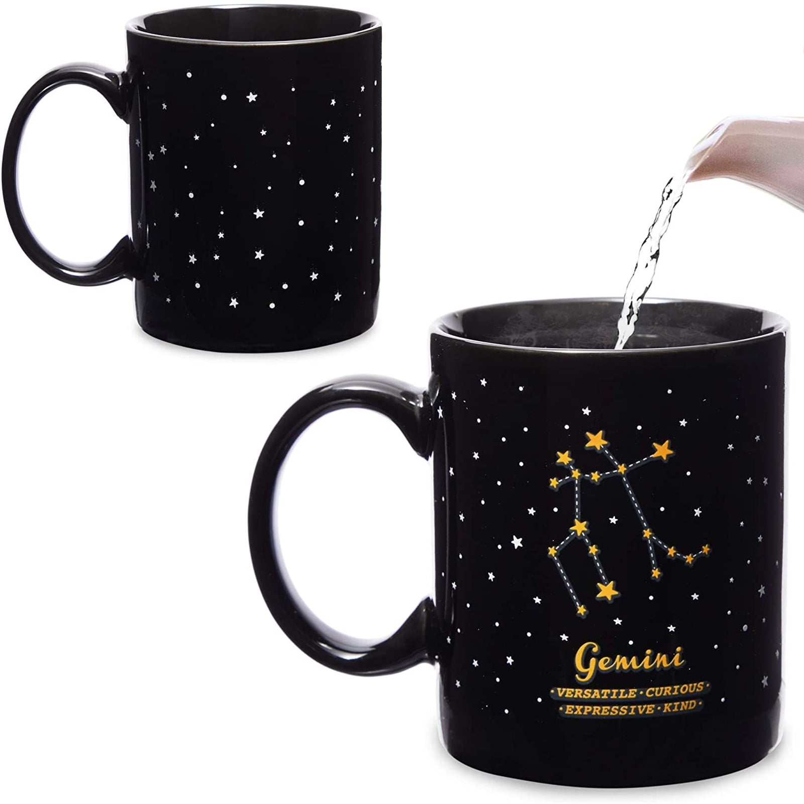 11-Ounce Black Ceramic Gemini Zodiac Color Changing Mug
