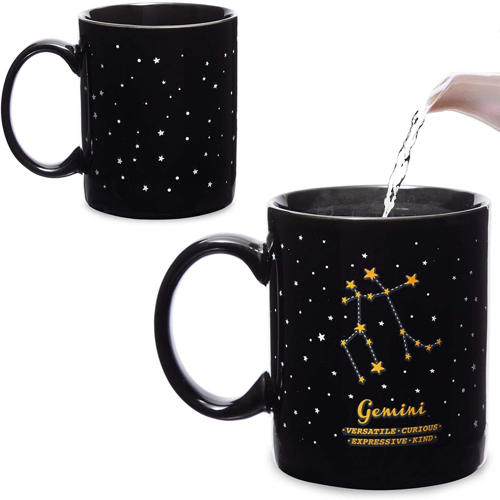 11-Ounce Black Ceramic Gemini Zodiac Color Changing Mug
