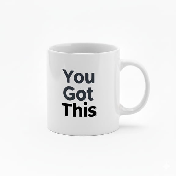 11 Ounce "You Got This" Ceramic Mug with Inspirational Quote - Black Handle Coffee Cup for Daily Use