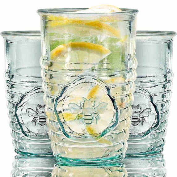 Couronne Co. 11 oz Bee Recycled Beverage Glass - Set of 6