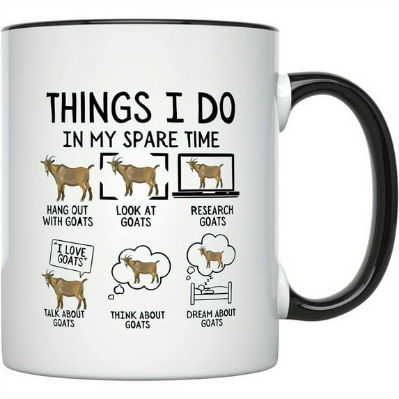 11 Oz Ceramic Coffee Cup with Funny Goat Theme-The Perfect Gift for Goat Lovers, Women and Goat Mothers (Black Mango)