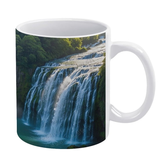 11 Oz Ceramic Coffee Mug, Waterfall Nature Theme, Ideal for Relaxation and Home Use