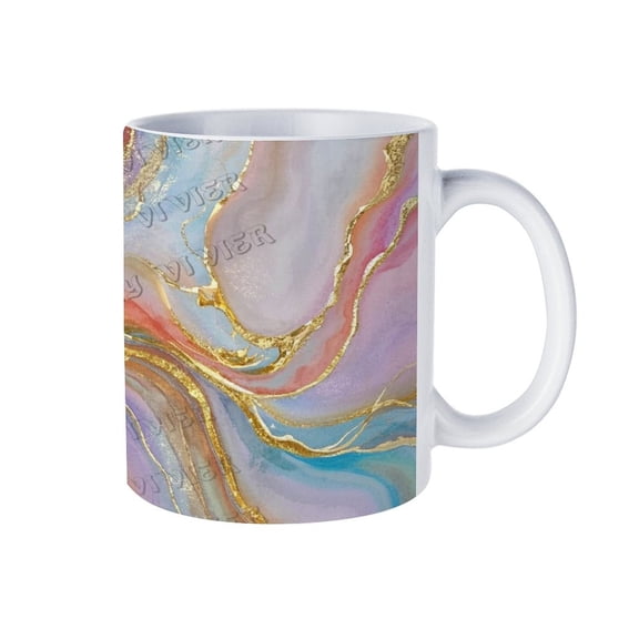 11 Oz Colorful Marble Coffee Mug, Ceramic Mug for Modern Home & Office Decor