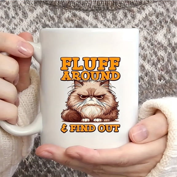 11 Oz Fluff Around Find Out Ceramic Coffee Cup-Easy-to-Grab Mango, Perfect Gift for Seniors, Birthday and Parents