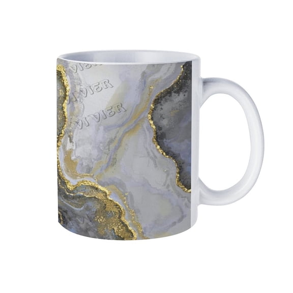 11 Oz Grey and Golden Marble Coffee Mug, Unique Ceramic Mug for Tea & Coffee