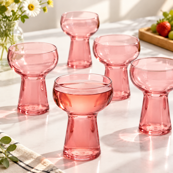 11 Oz Pink Clear Disposable Plastic Margarita Glasses, 40 Pack