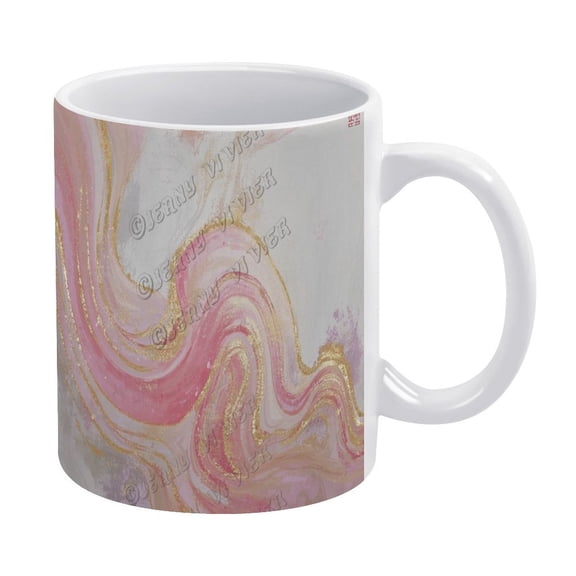 11 Oz Pink and Gold Marble Coffee Mug - Funny Porcelain Cup for Mom and Dad, Great for Any Occasion