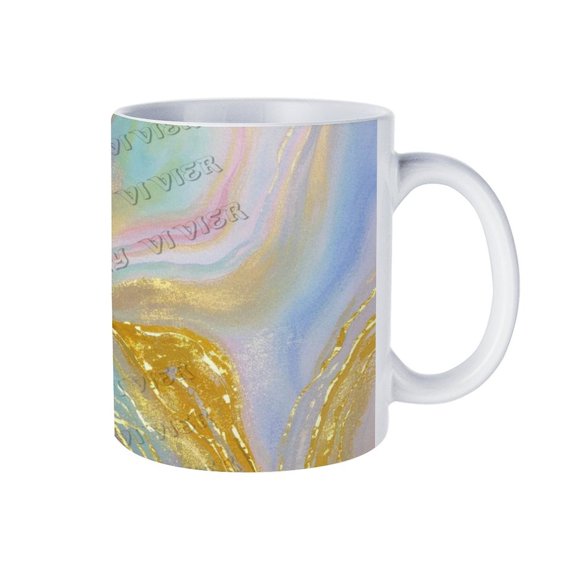 11 Oz Purple Blue and Golden Marble Coffee Mug, Unique Ceramic Mug for Office & Home