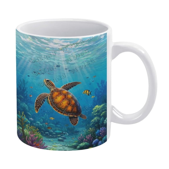 11 Oz Sea Turtle Coffee Mug, Ceramic, Ideal for Coffee, Tea, or Hot Cocoa Enthusiasts