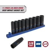 Hyper Tough 11-Piece 3/8-inch Drive Deep Impact Metric Socket Set (mm)