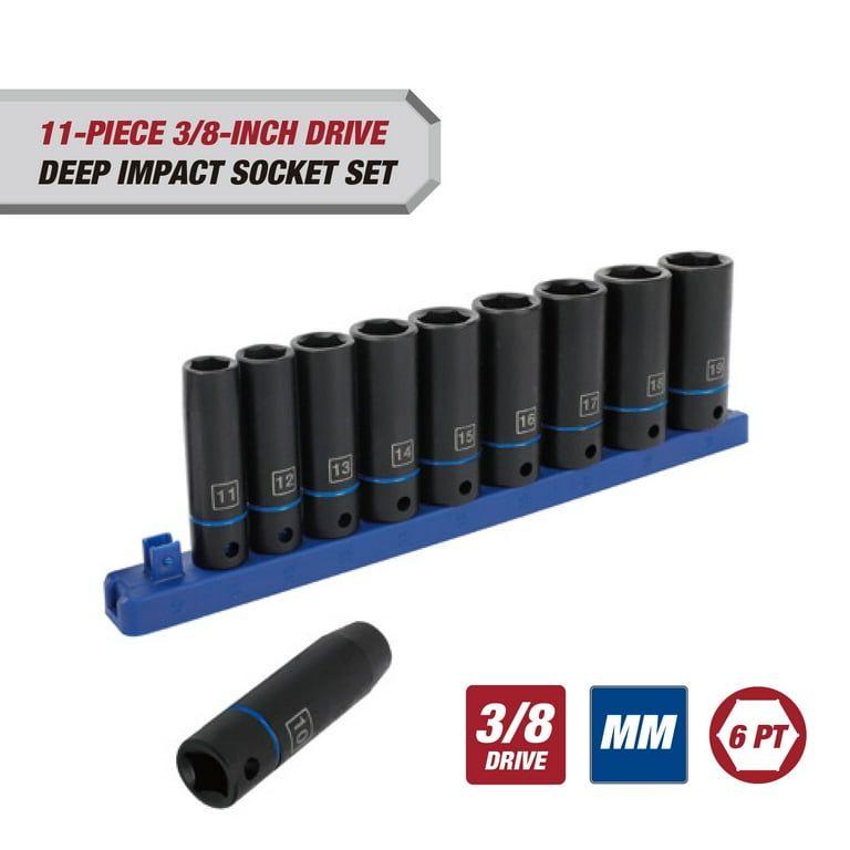 Hyper Tough 11-Piece 3/8-inch Drive Deep Impact Metric Socket Set