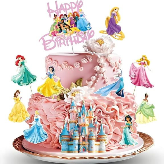 11 PCS Ariel Cupcake Toppers Party Cake Food Picks Decorations for Anime Theme Baby Shower Kids Birthday Party Supplies