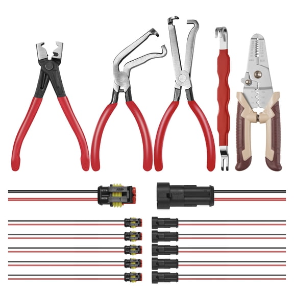11 PCS Electrical Disconnect Pliers, Wire Stripper, 2 Pin Connector for Car & SUV